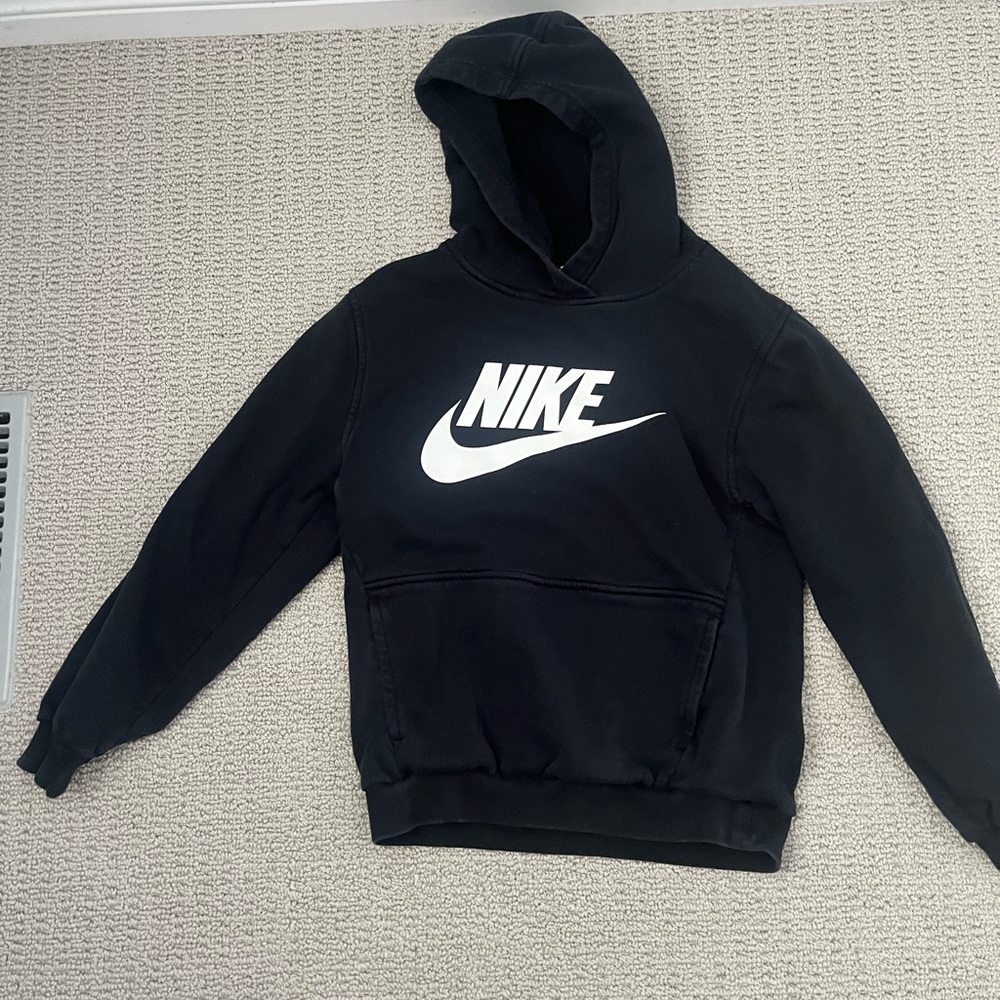 Nike Youth Large Black Hoodie with White Logo